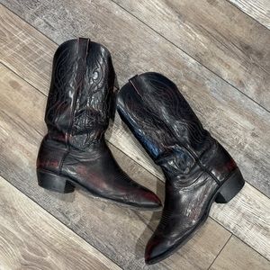 Men’s Lucchese 2000 Black Cherry Goat Cowboy Boots Size 10